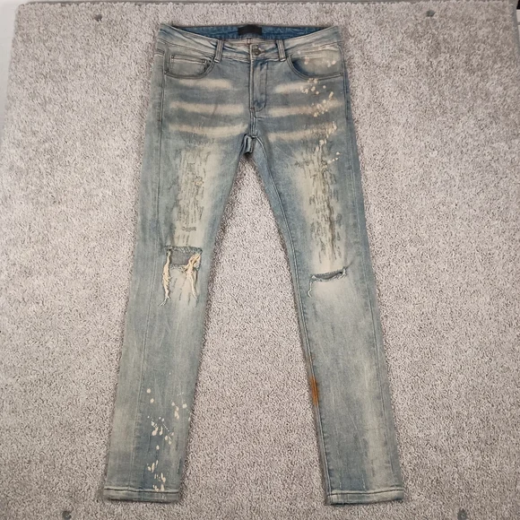 NEW WOT Tulones Currency Collection Men's Dust Wash Denim Jeans Size 34 NWOT - Picture 1 of 16